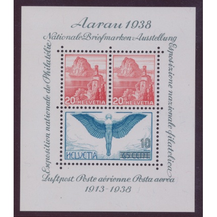 1938 SVIZZERA , BF n° 4 , Esposizione filatelica di Aarau ,  MH*