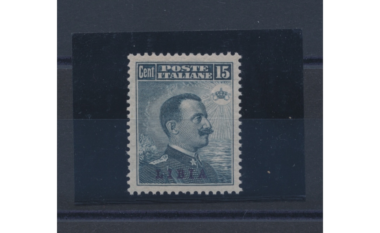 1912-15  LIBIA,  Michetti 15 cent grigio nero , n° 5 , Centratissimo  MNH**