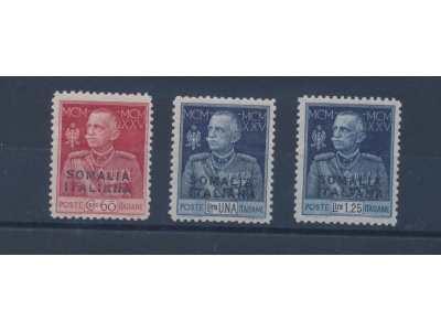 1925-26 SOMALIA - n° 67/69 ,  Giubileo del Re , 3 valori ,  dentellati 11 , Certificato Cilio + Firme al verso - MNH**