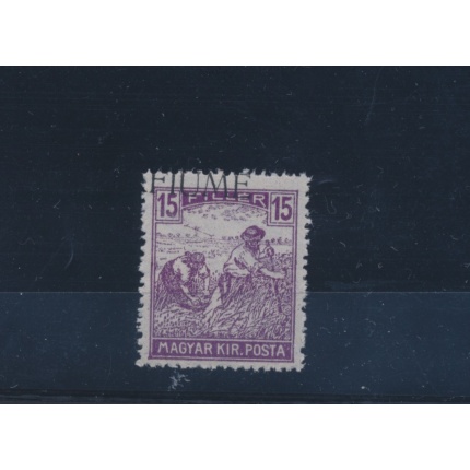 1918 Fiume, n° 9f , 15f. violetto , Mietitore e Veduta , Soprastampa Fortemente spostata in alto  , MNH**