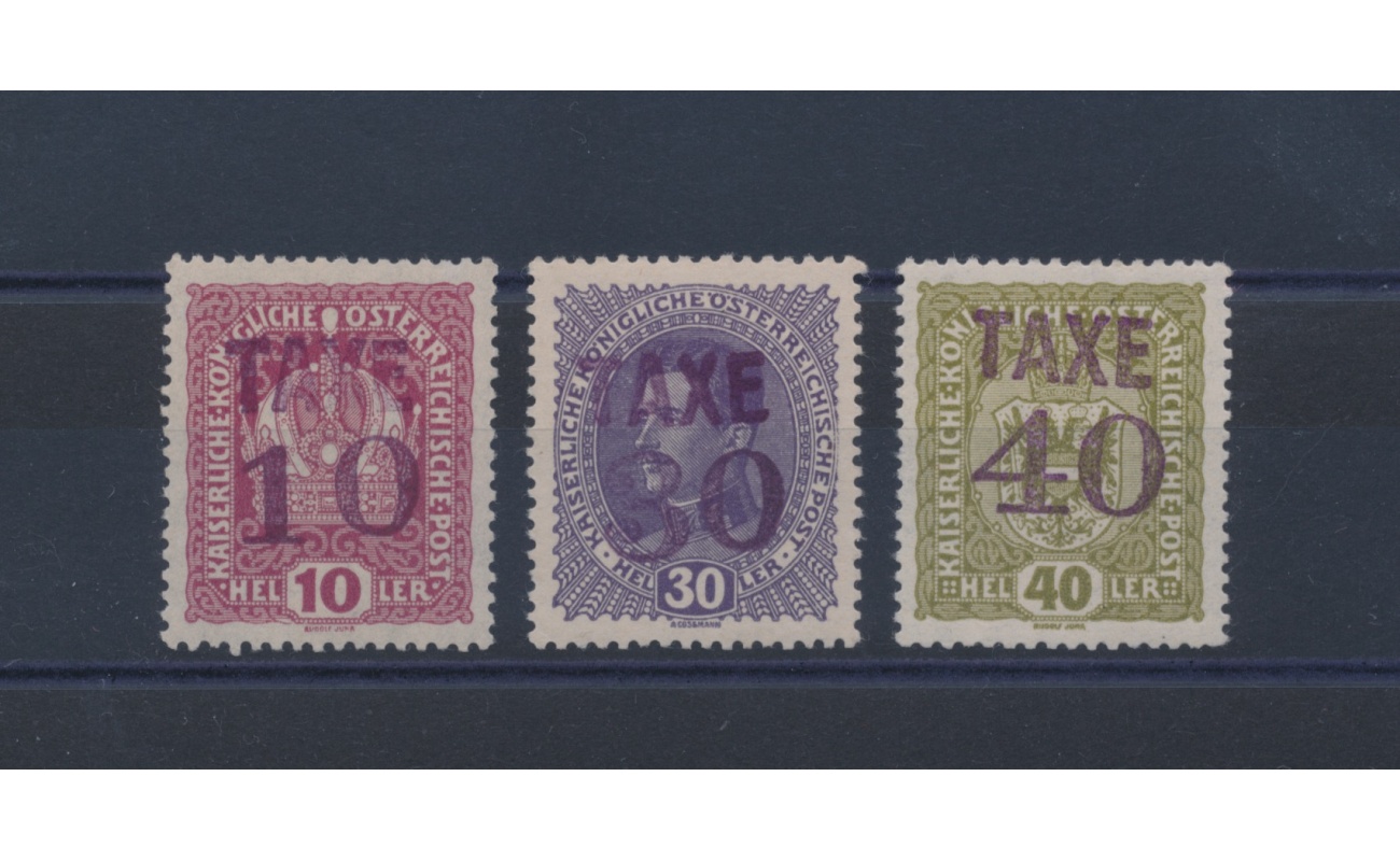 1918-19 Trentino Alto Adige - francobolli d'Austria soprastampati Taxe , BZ 3/24+3/28+3/29 - MLH*