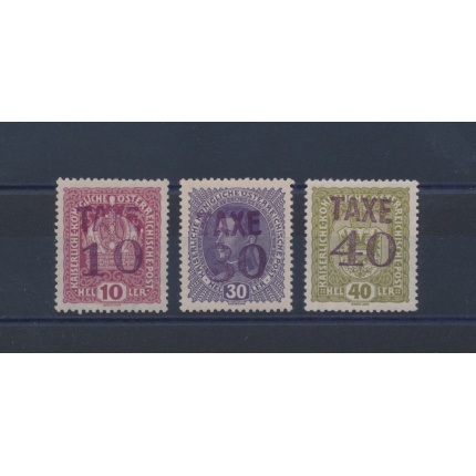 1918-19 Trentino Alto Adige - francobolli d'Austria soprastampati Taxe , BZ 3/24+3/28+3/29 - MLH*
