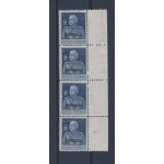 1925-26 Cirenaica, Giubileo del Re, 1 Lira azzurra , striscia di quattro , 3 valori filigrana lettere + 1 valore filigrana coricata, MNH**