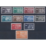 1954 TRIESTE B, Posta Aerea , n° 21/31 , Francobolli di Jugoslavia Colori Cambiati , 11 valori , MNH**