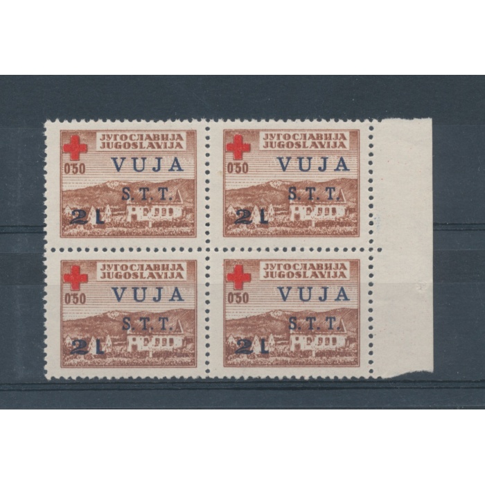 1948 TRIESTE B, n° 4 - Pro Croce rossa , 1 valore , Quartina ,  MNH**