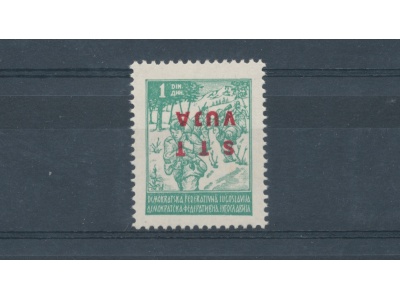 1949 TRIESTE B, n° 8b - 8 d. verde, soprastampa capovolta , MNH**