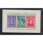 1938 ALBANIA -   10° Anniversario Regno Re Zogu I , Foglietto n. 3 ,  MNH**