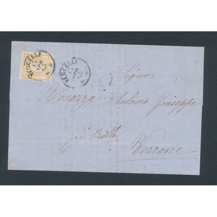 1863 - Regno d'Italia - Interessante Documento della Società italiana mutuo Soccorso danni Grandine - 2 cent bistro - usato su Busta