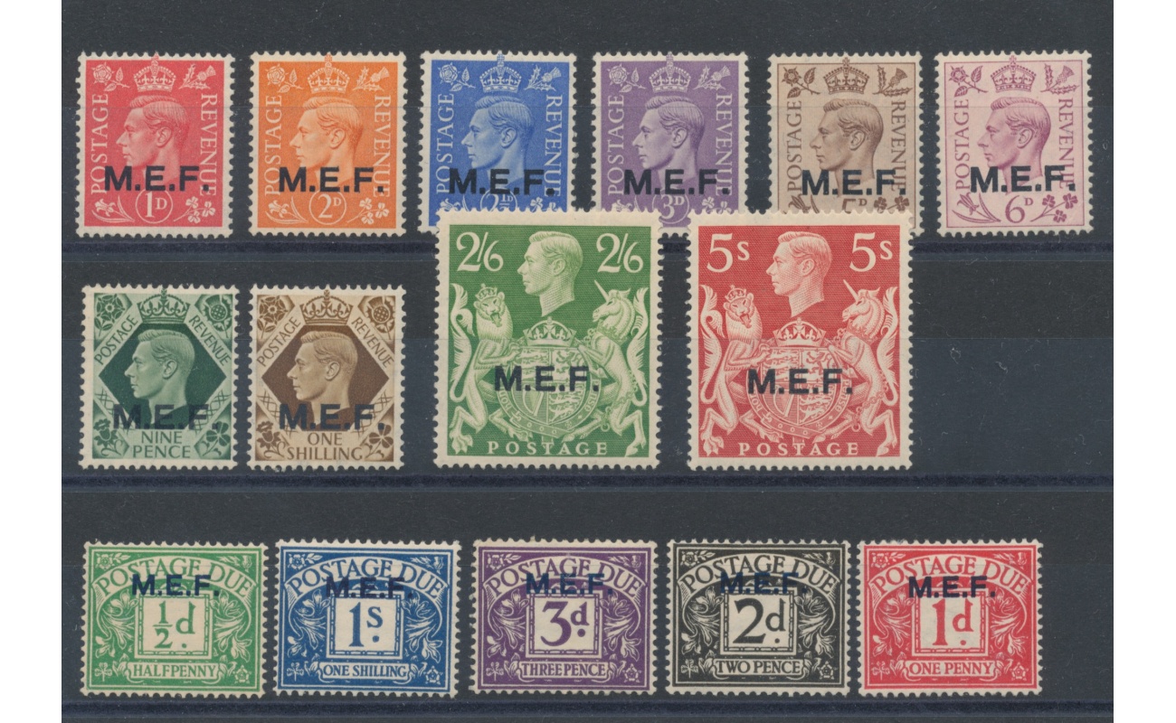 1942-47 MEF Occupazione Inglese - n° 6/16 + Tasse 1/5  Serie MLH*