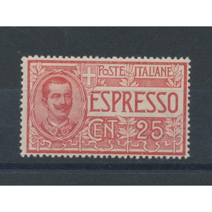 1903 Regno d'Italia , Espresso , n° 1 , 25 cent rosso , Centratissimo , MNH**