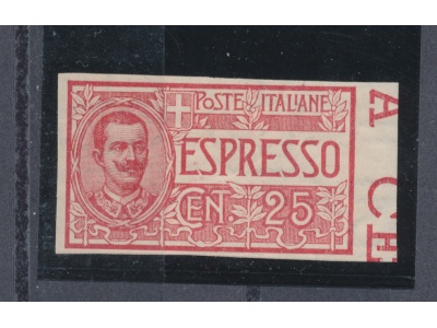 1903 Regno d'Italia , Espresso , n° 1a , 25 cent rosso , Non dentellato , MLH*
