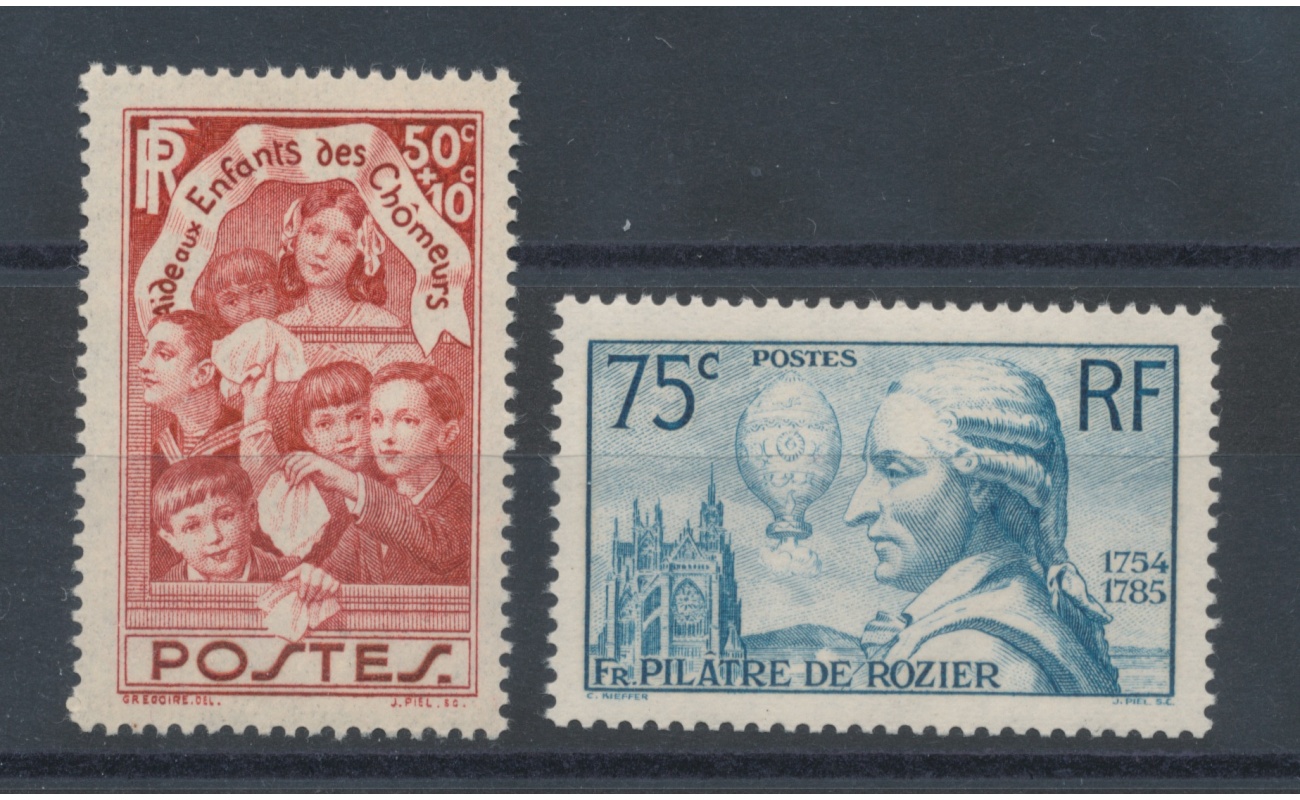 1936 FRANCIA - n° 312-313 - Enfantes des Chomeurs et Pilatre de Rozier , MNH**