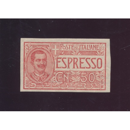 1903 Regno d'Italia , Espresso , n° 4a , 50 cent rosso , Non dentellato , MNH**