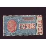 1921 Regno d'Italia , Espresso , n° 5Ba , Lire 1,20 su 30 cent  azzurro e rosso , Soprastampa fortemente spostata in basso ed a destra , MNH**