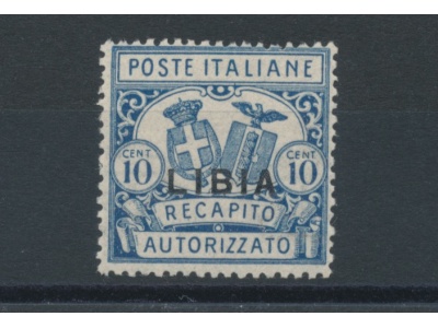 1929 LIBIA, Recapito Autorizzato n° 2 ,  Dentellato 14 , Centratura standard ,MNH**