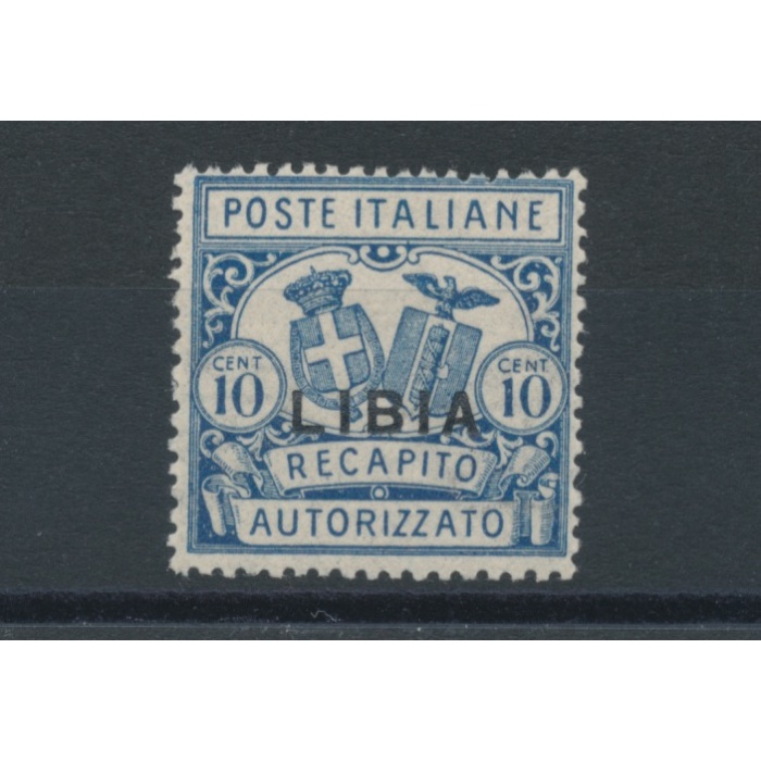 1929 LIBIA, Recapito Autorizzato n° 2 ,  Dentellato 14 , Centratura standard ,MNH**