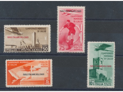 1934 Egeo , Calcio , Posta Aerea , 4 valori n° A34/A37 , MNH**