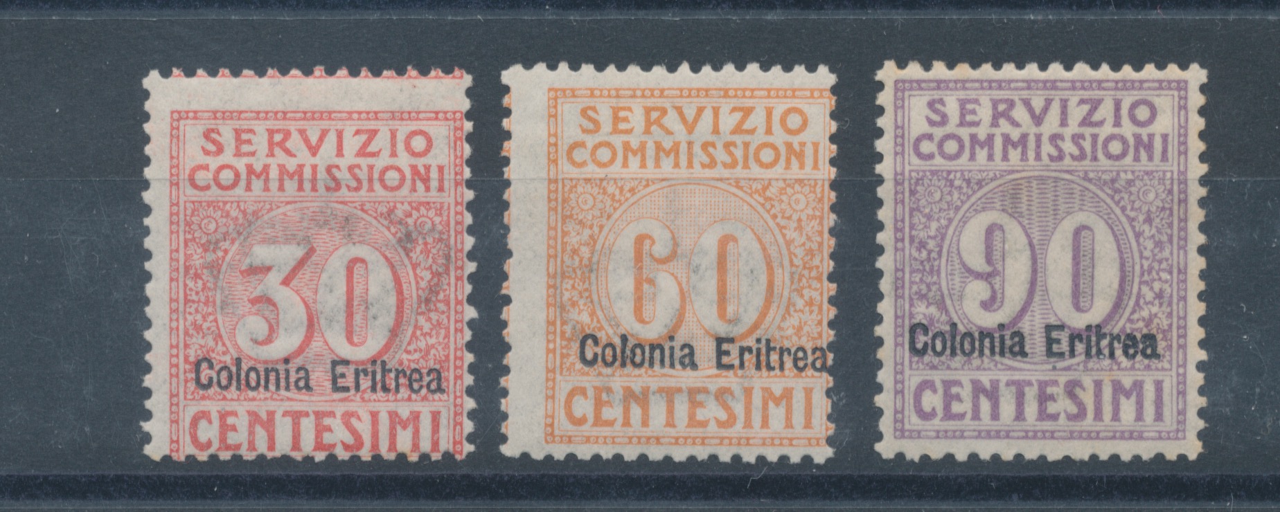 COLONIE ERITREA 1916 COMMISSIONI 3V 3 * 