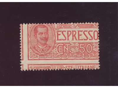1903 Regno d'Italia , Espresso , n° 4 , 50 cent rosso , Varietà di Dentellatura , Inusuale , Certificato Biondi , MNH**