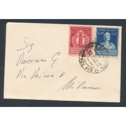 1949 Repubblica Italiana - Alessandro Volta, n° 611/612 , lettera per Milano