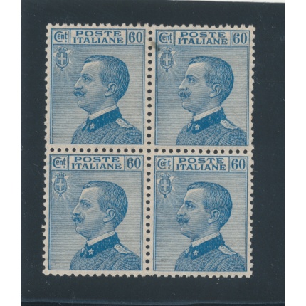1923 Regno d'Italia  - n° 157 , 60 cent azzurro ,  MNH** QUARTINA - Ottima Centratura