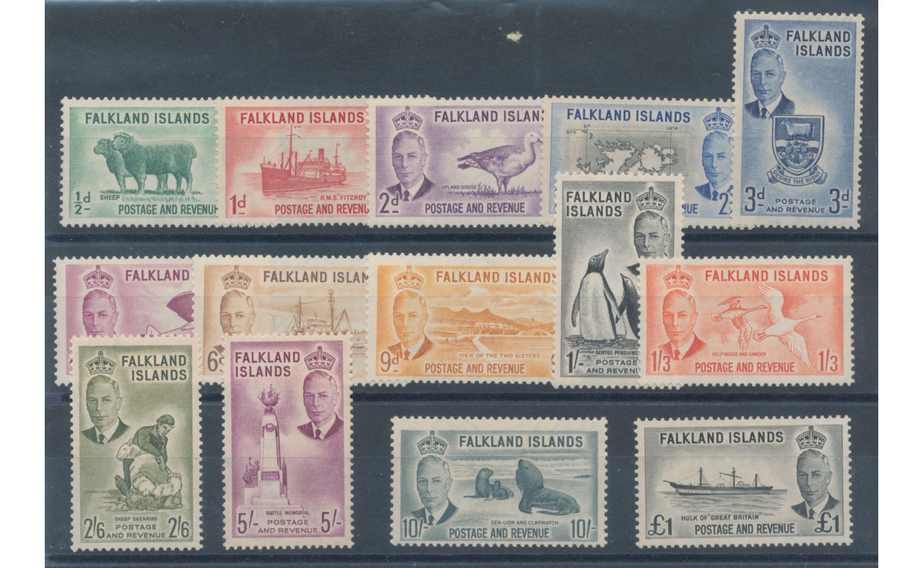 1952 FALKLAND ISLANDS - Stanley Gibbons n.  172/185 - Giorgio VI - Postage and Revenue , 14 valori , MNH**