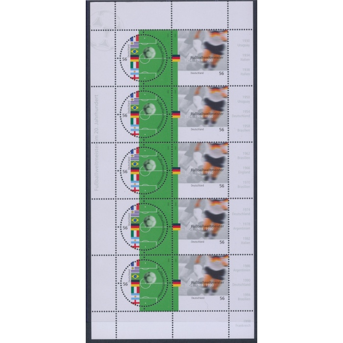 2002 Germania "Calcio Campionati del Mondo" Emissione Congiunta con n° 2701/2702 -   Minifoglio di 5 coppie,  MNH**