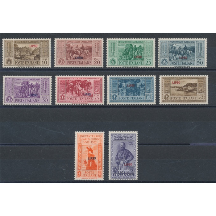 1932 Egeo , Lipso , Garibaldi , n° 17/26 , 10 valori , MNH**