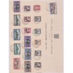 1933 Vaticano, Giardini e medaglioni , Serie Completa, n° 19/34 +Espressi 3/4 su Bollettino di Emissione, 3/6/1933 - Molto Bello