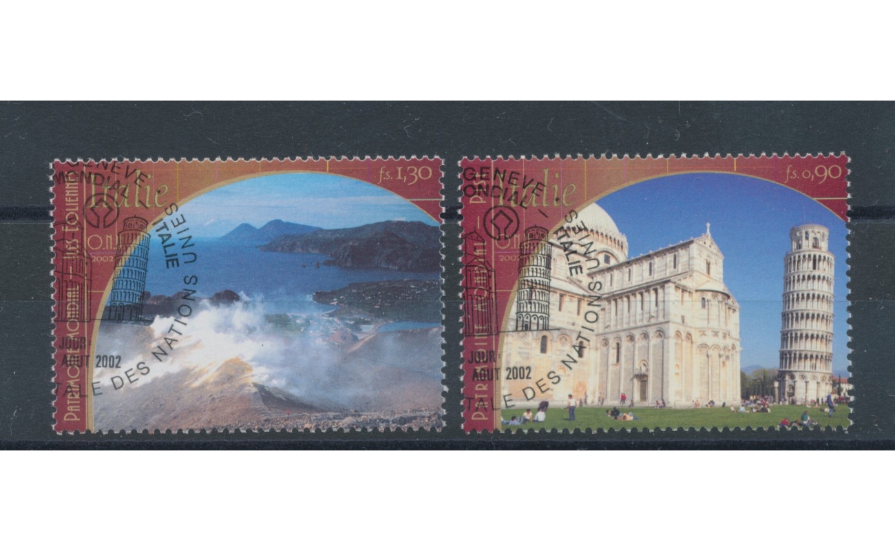 2002 Onu Ginevra "Unesco Patrimonio Mondiale Italia" Emissione Congiunta n° 2682/2683 -  , 2 valori Usati