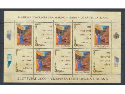 2009 San Marino - Lingua italiana - 1 Foglietto composto da 5 coppie , BF 58 - MNH**