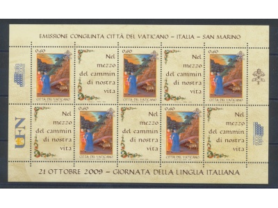 2009 Vaticano , Lingua Italiana , 1 Foglietto composto da 5 coppie , BF 58 , MNH**