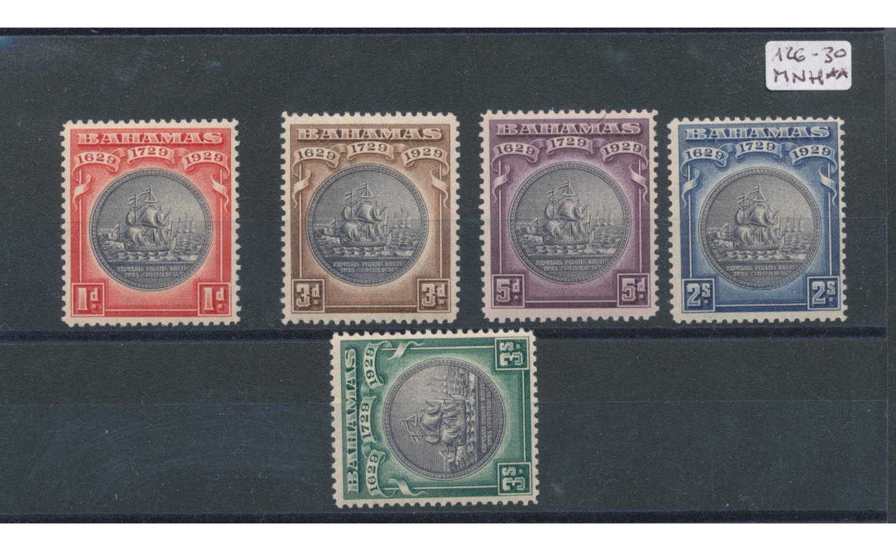 1930 BAHAMAS  - SG 126/130 , 5 valori , Trecentenary of Colony ,  MNH**
