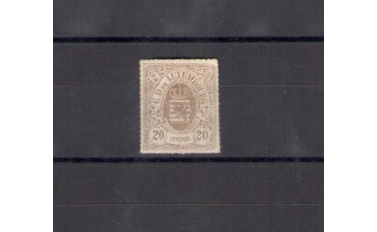 1865-75 LUSSEMBURGO -   n° 19 - 20 cent bistro oliva ,  MLH* Sigla/Sign Alberto Diena