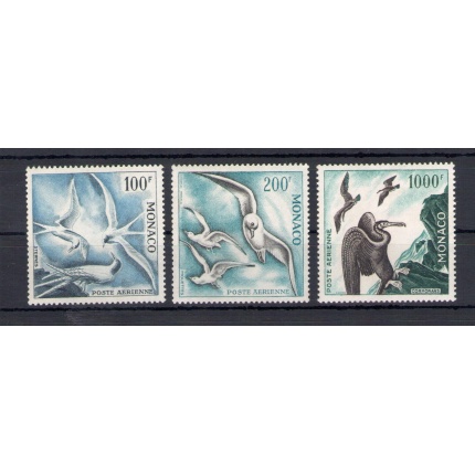 1957 MONACO, Uccelli - Birds , Posta Aerea 66/68 , 3 valori MNH**