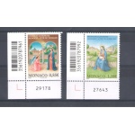 2017 Monaco , Natale , 2 val , Emissione Congiunta con Vaticano, Angolo di Foglio con Codice a Barre,  MNH**