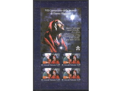 2021 Vaticano , 3 Minifogli - Dante Alighieri - Sant'Ignazio di Loyola - Giornata Mondiale dei Poveri - francobolli nuovi e perfetti - MNH **