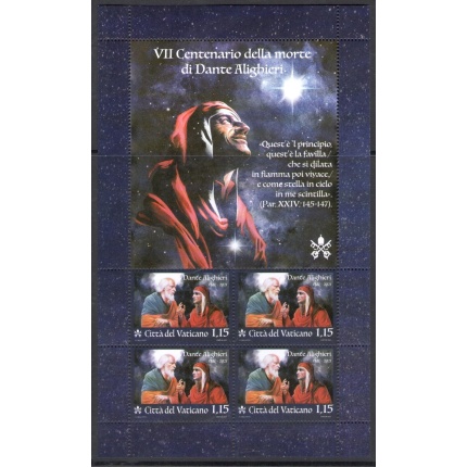 2021 Vaticano , 3 Minifogli - Dante Alighieri - Sant'Ignazio di Loyola - Giornata Mondiale dei Poveri - francobolli nuovi e perfetti - MNH **