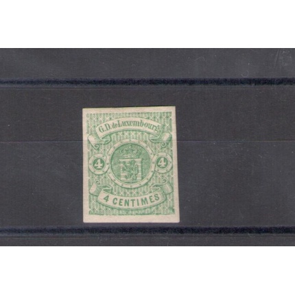 1874-79 LUSSEMBURGO -   Stemma n° 36A , 4 cent Verde Non Dentellato  - MLH*