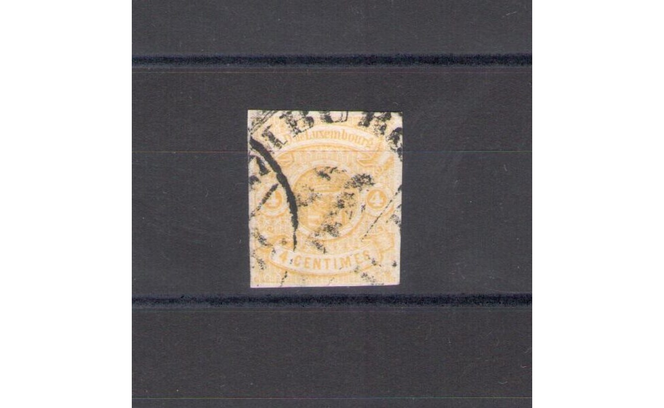 1859 - 63 LUSSEMBURGO -   Stemma n° 5 , 4 cent giallo , USATO