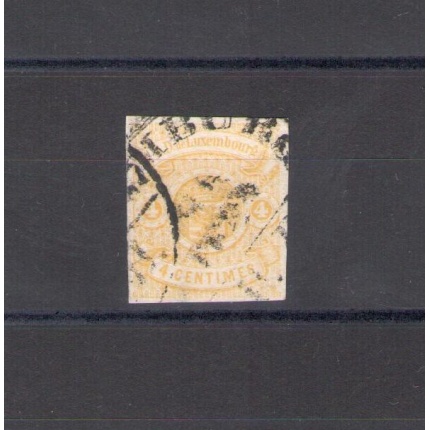 1859 - 63 LUSSEMBURGO -   Stemma n° 5 , 4 cent giallo , USATO