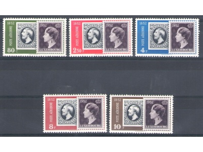 1952  Lussemburgo - Posta Aerea - n° A16/A20 , serie di 5 valori,  MNH**