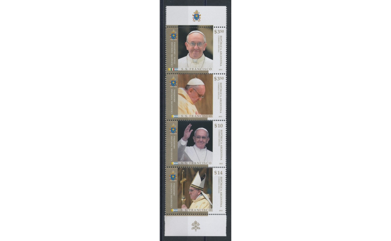 2013 Argentina Pontificato Papa Francesco Striscia 4 valori n° 1632/35  MNH**
