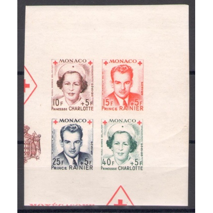 1949 MONACO - Pro Croce Rossa , Blocco di Quattro non dentellati , n° 334/37 , MNH**