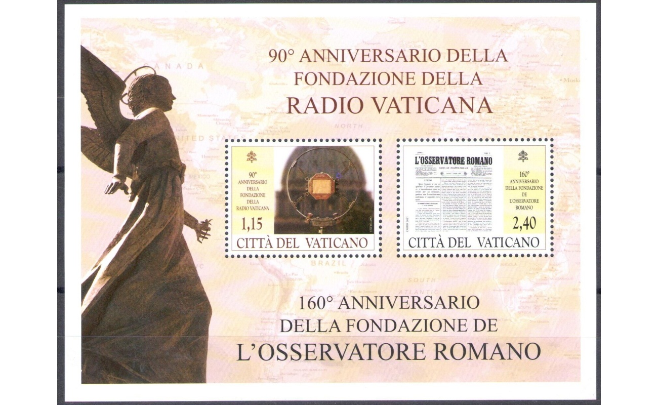 2021 Vaticano , 90 Anniversario Fondazione Radio Vaticana , Foglietto -  francobolli nuovi e perfetti  - MNH **
