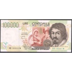 27-02-1995 - 100.000 Lire - Centomila Lire - Caravaggio 2° Tipo- Fazio/Speziali - Condizione : FDS - Fior di Stampa - Molto belle e perfette !!!!