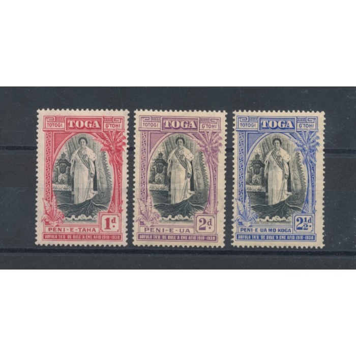 1938 TONGA -  SG 71/73 - 20° Anniversary of Queen Salote's , 3 val , MLH*