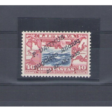 1935 Lituania - Posta Aerea -   n° A94 - Volo Volo New York Kaunas - Soprastampa Diagonale - F. Vaitkus - MLH*