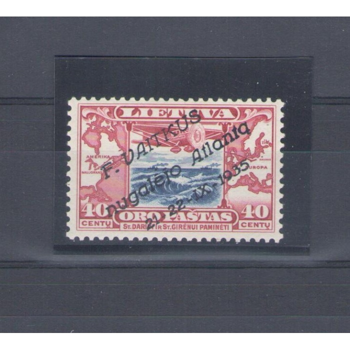 1935 Lituania - Posta Aerea -   n° A94 - Volo Volo New York Kaunas - Soprastampa Diagonale - F. Vaitkus - MLH*