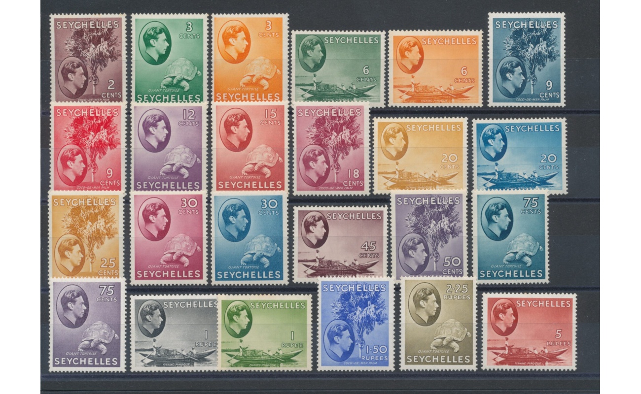 1938-49 Seychelles - SG n° 135-149 , Giorgio VI° , 25 valori , MNH**